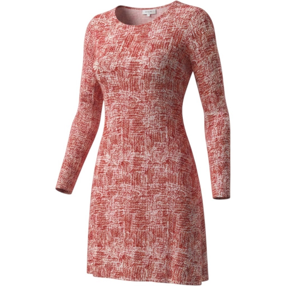 Matison Stone Red White 100% Silk Abstract Print Long Sleeve Shift Dress‎ Size 2